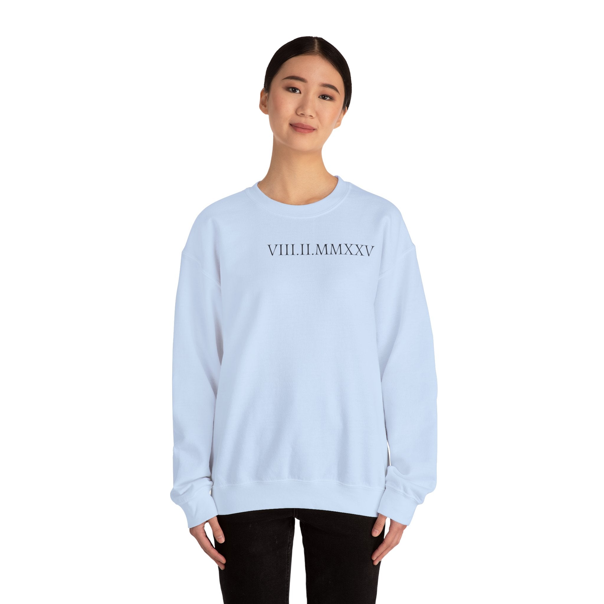 Custom Roman Numeral Date Couple Crewneck Sweatshirt