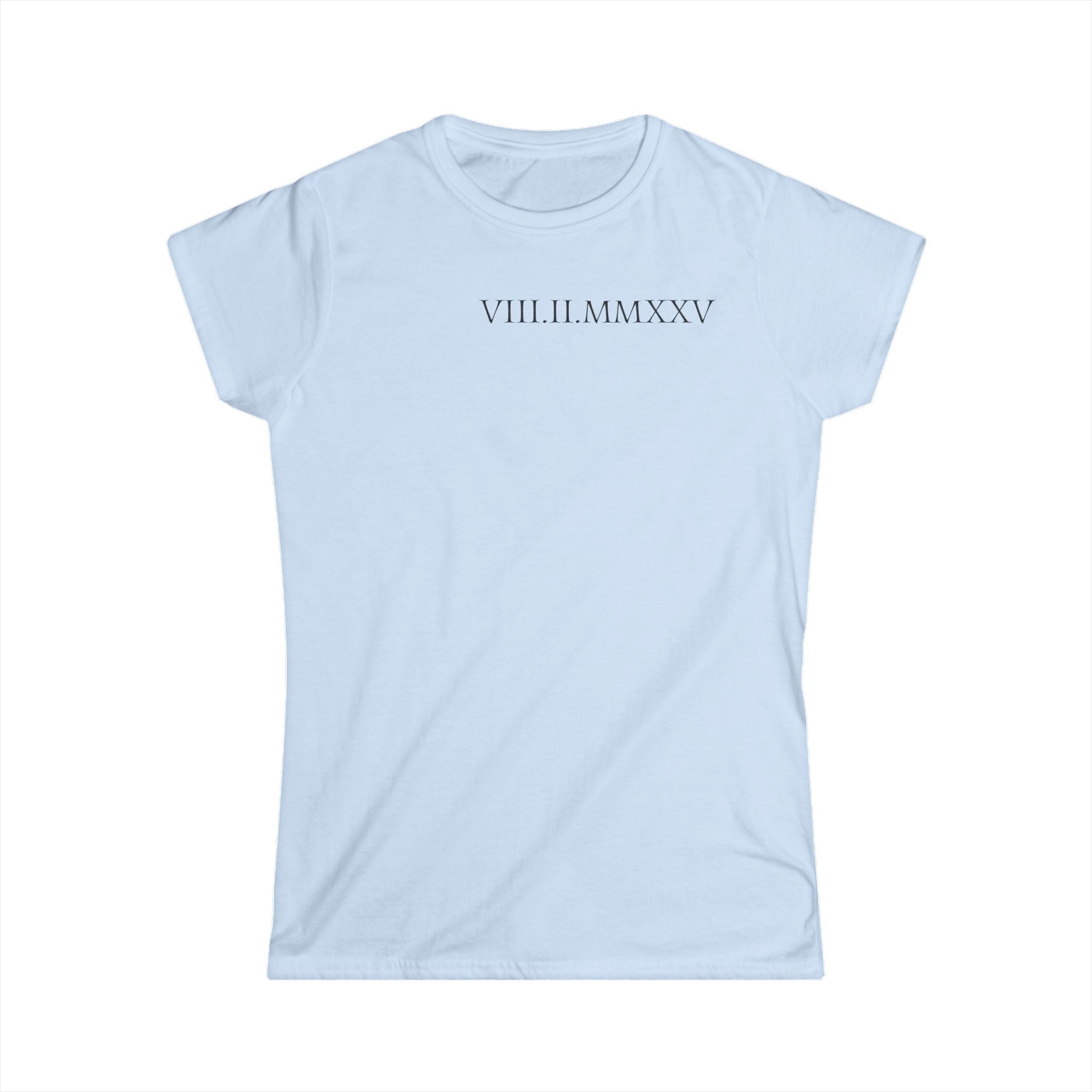 Custom Roman Numeral Date Softstyle Shirt for Her