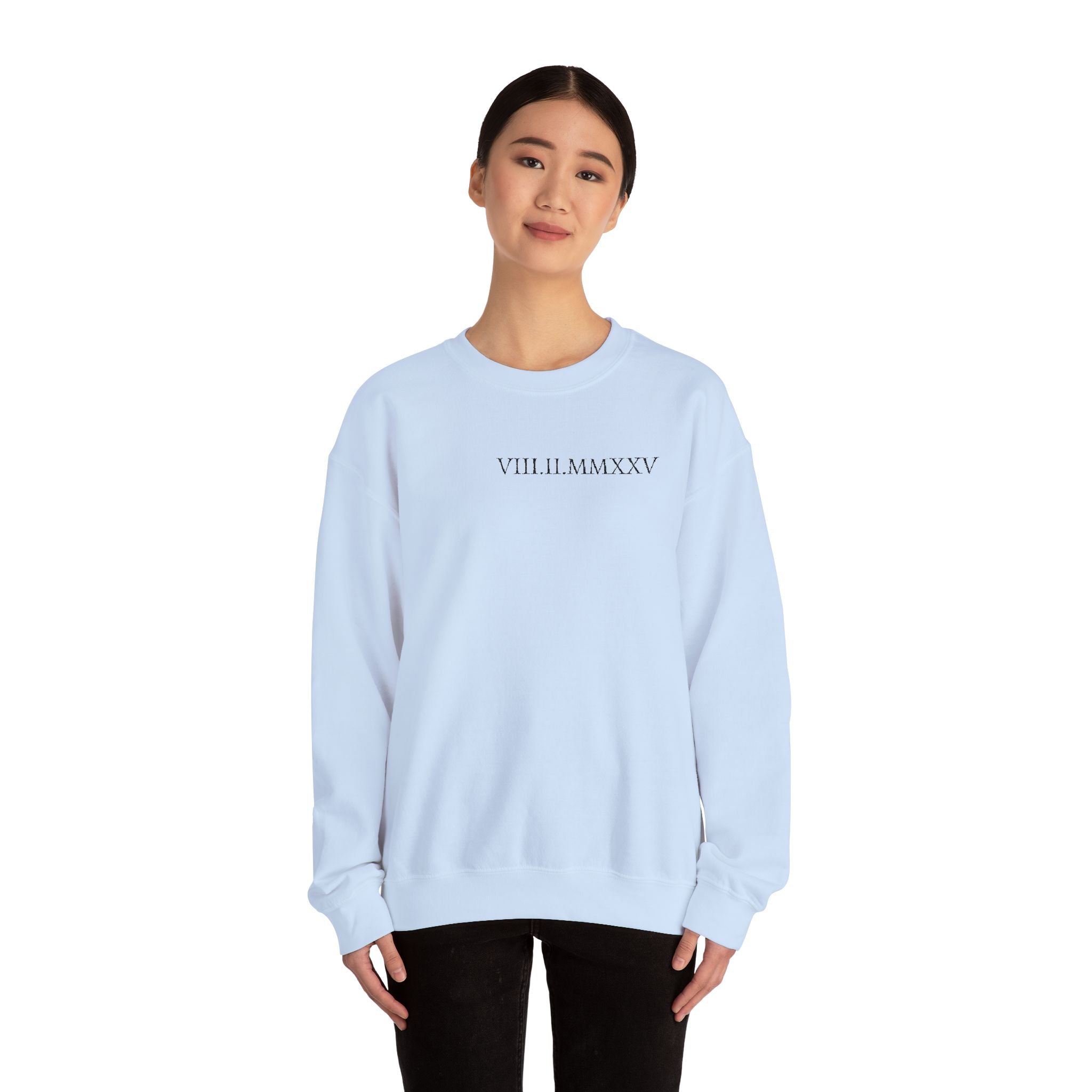 Embroidered Custom Roman Numeral Date Couple Crewneck Sweatshirt