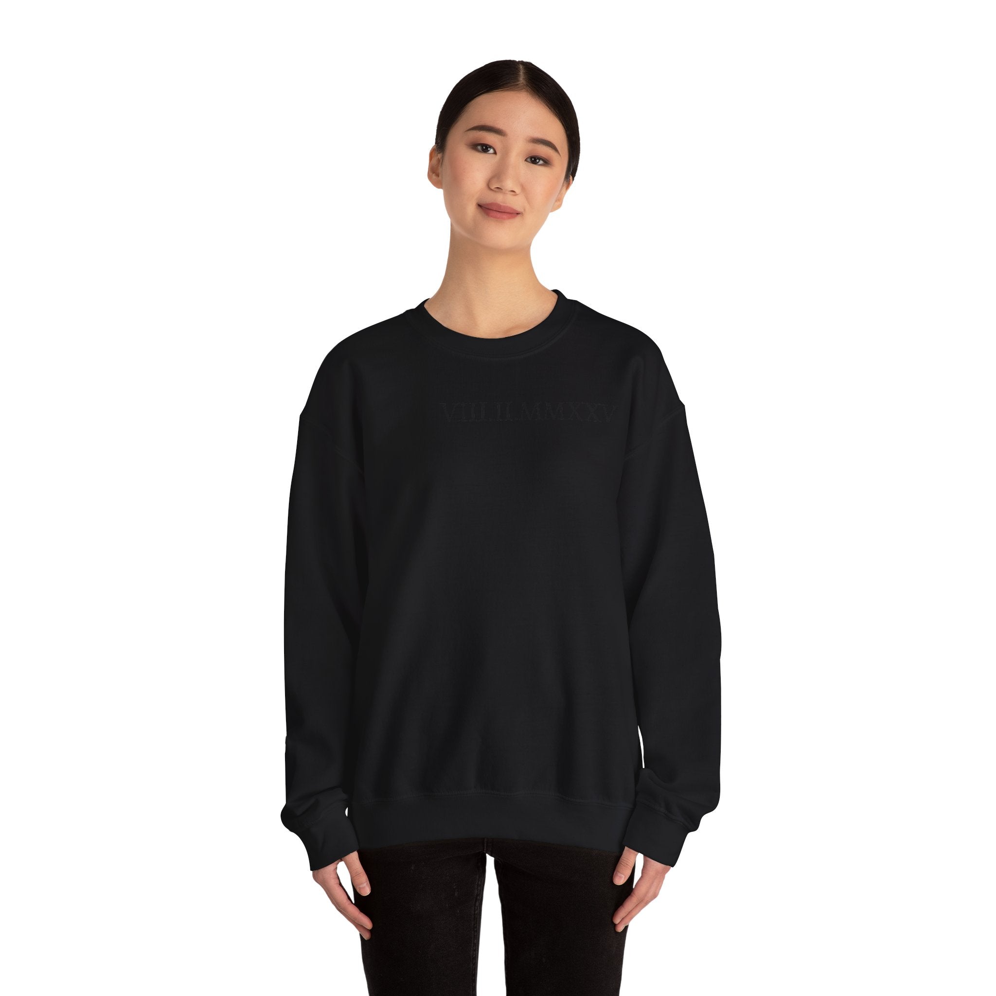 Custom Roman Numeral Date Couple Crewneck Sweatshirt