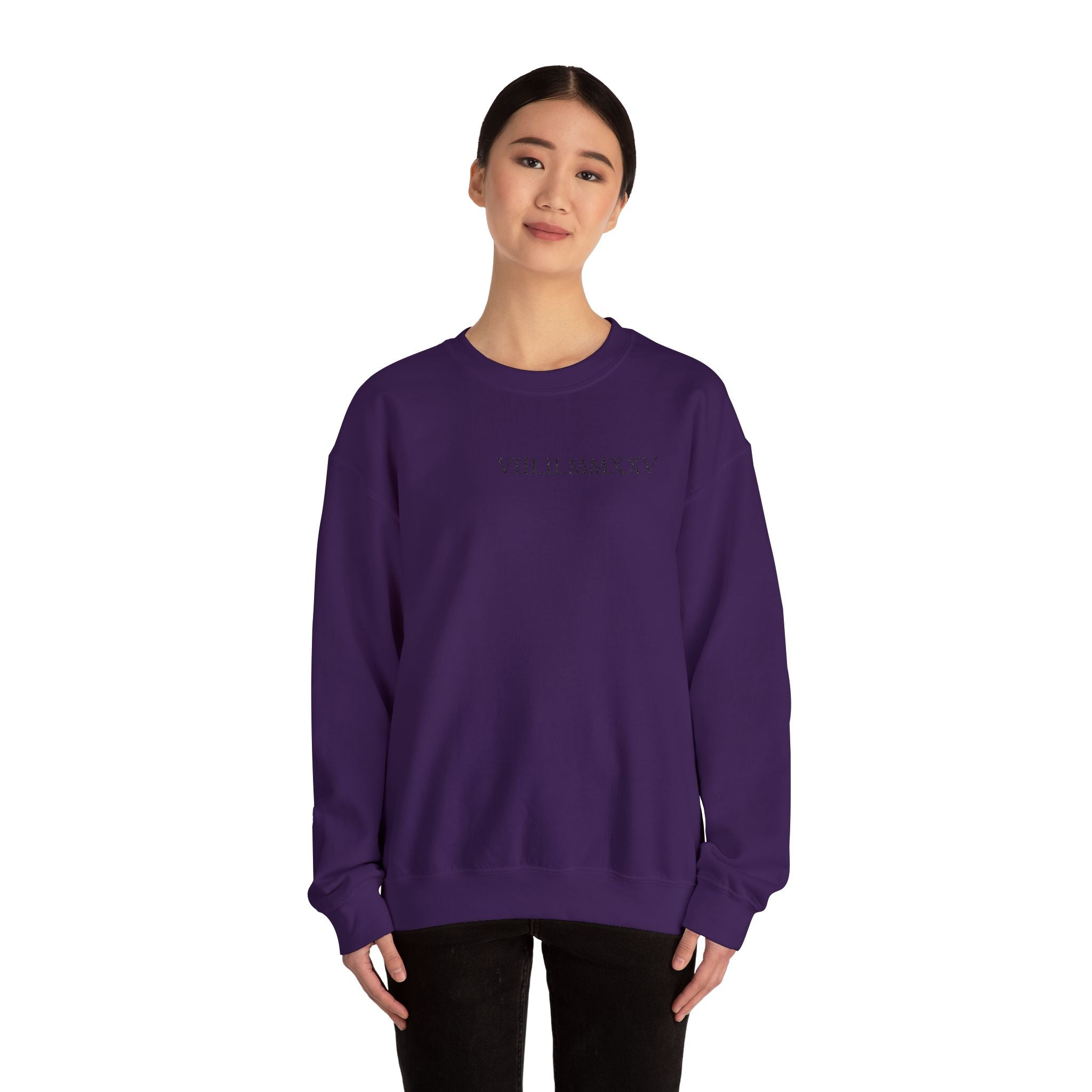 Embroidered Custom Roman Numeral Date Couple Crewneck Sweatshirt