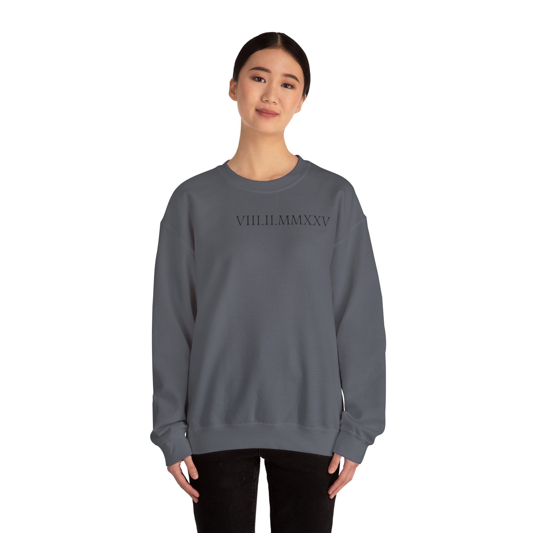 Custom Roman Numeral Date Couple Crewneck Sweatshirt