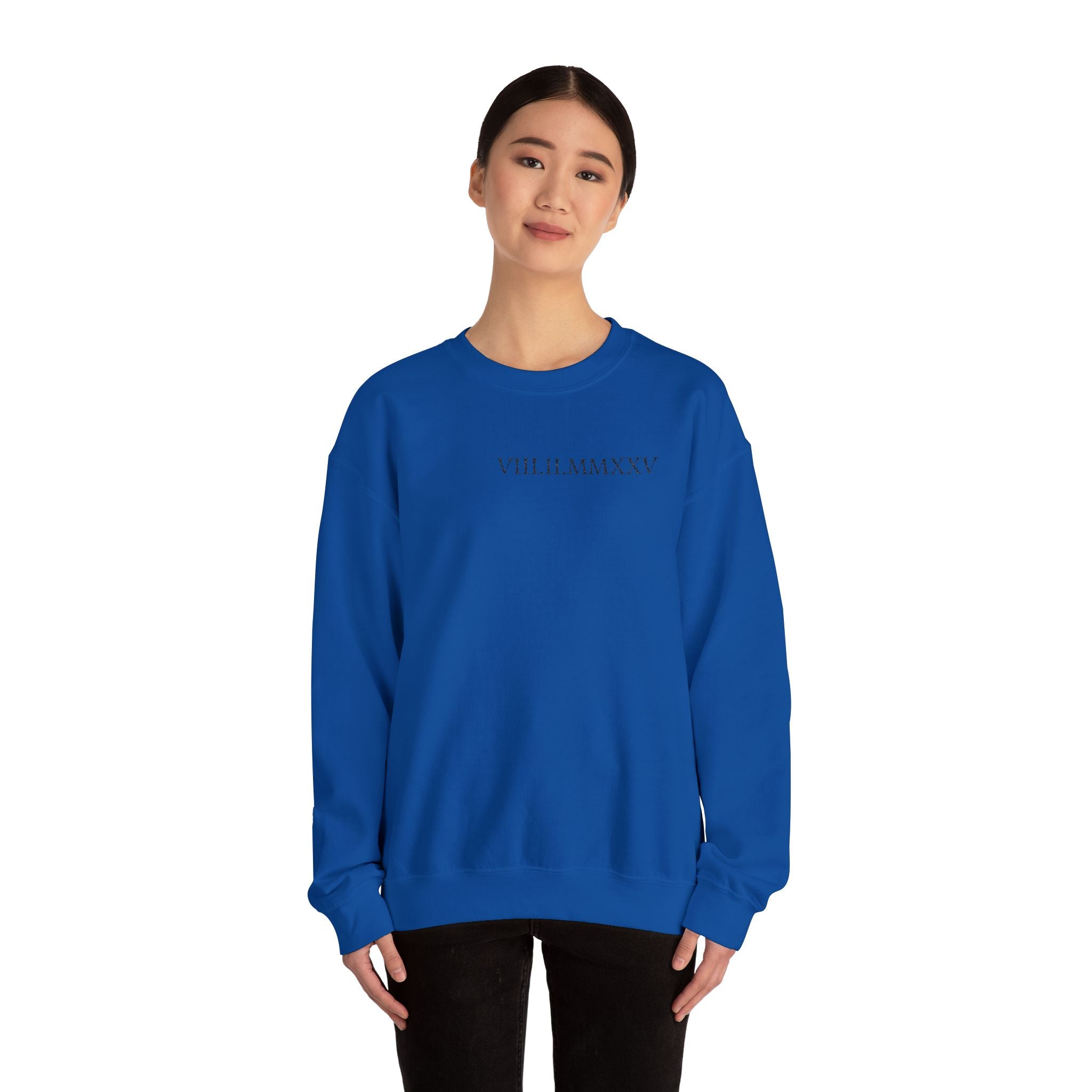Embroidered Custom Roman Numeral Date Couple Crewneck Sweatshirt
