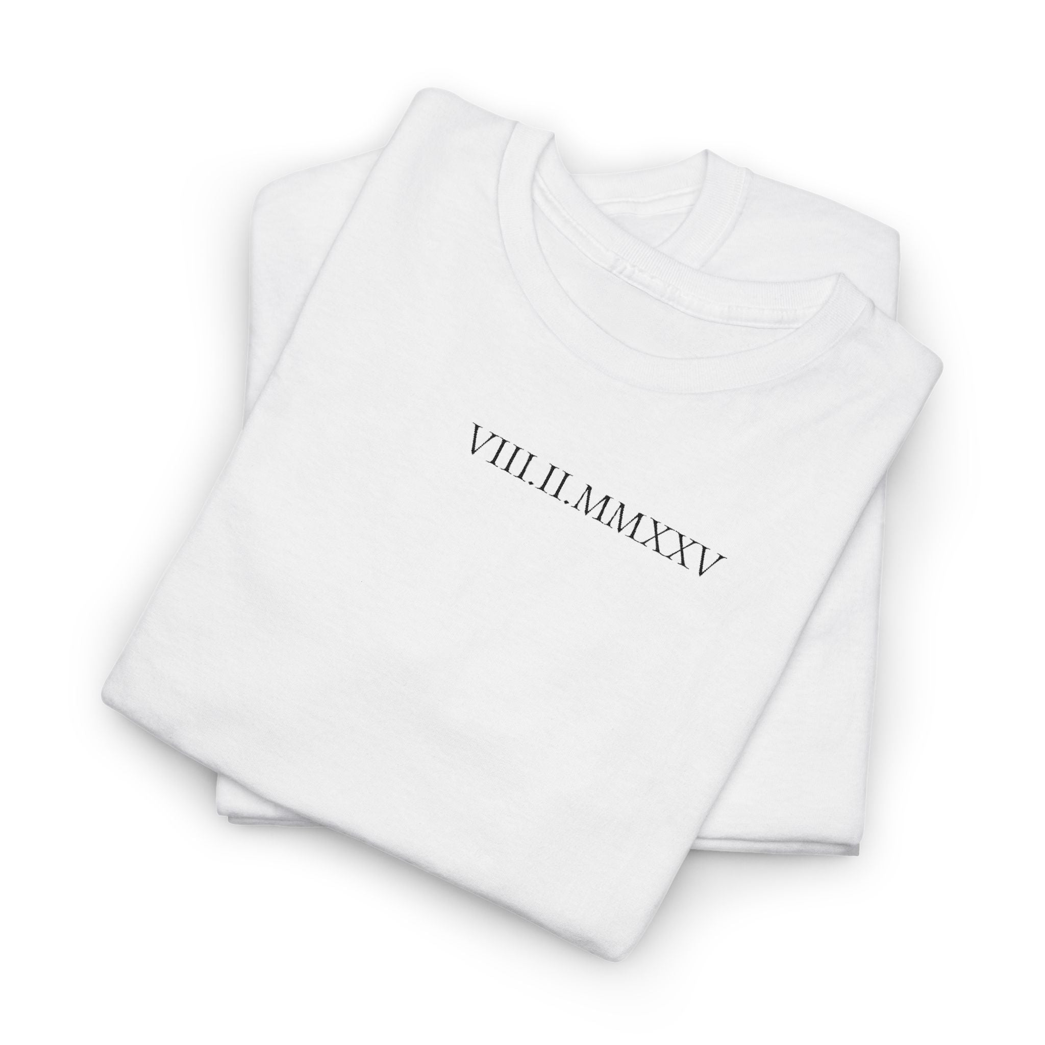 Embroidered Custom Roman Numeral Date Couple Unisex T-Shirt