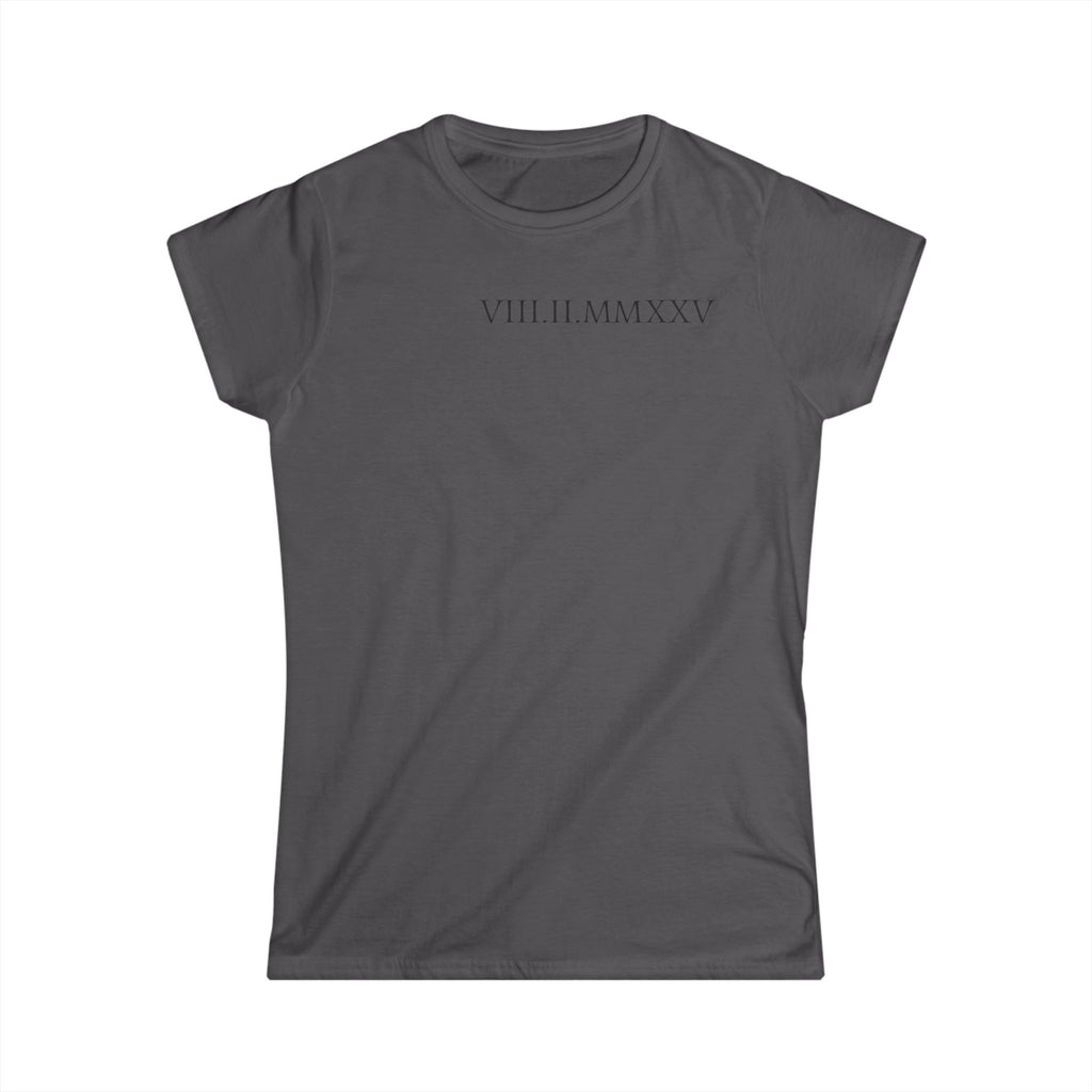 Custom Roman Numeral Date Softstyle Shirt for Her