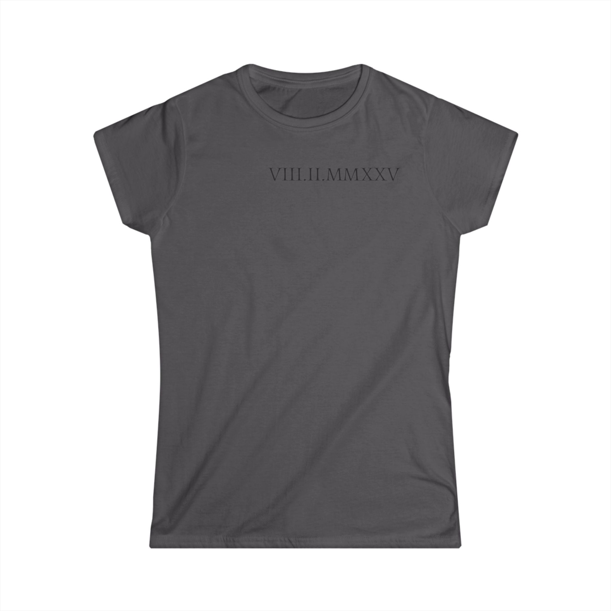 Custom Roman Numeral Date Softstyle Shirt for Her