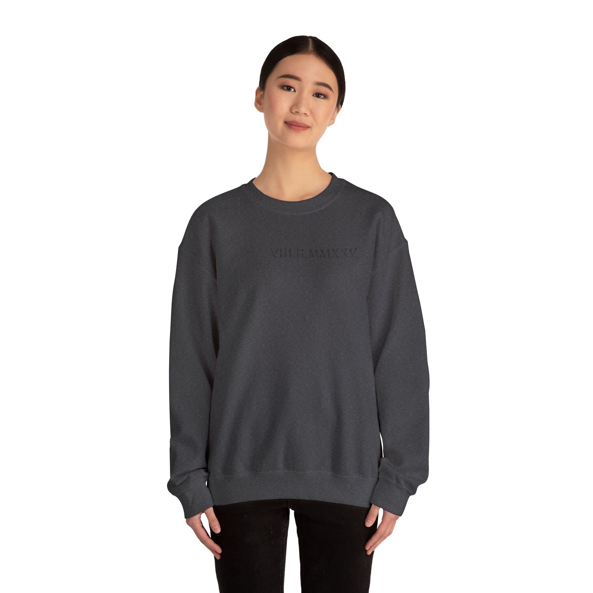 Embroidered Custom Roman Numeral Date Couple Crewneck Sweatshirt