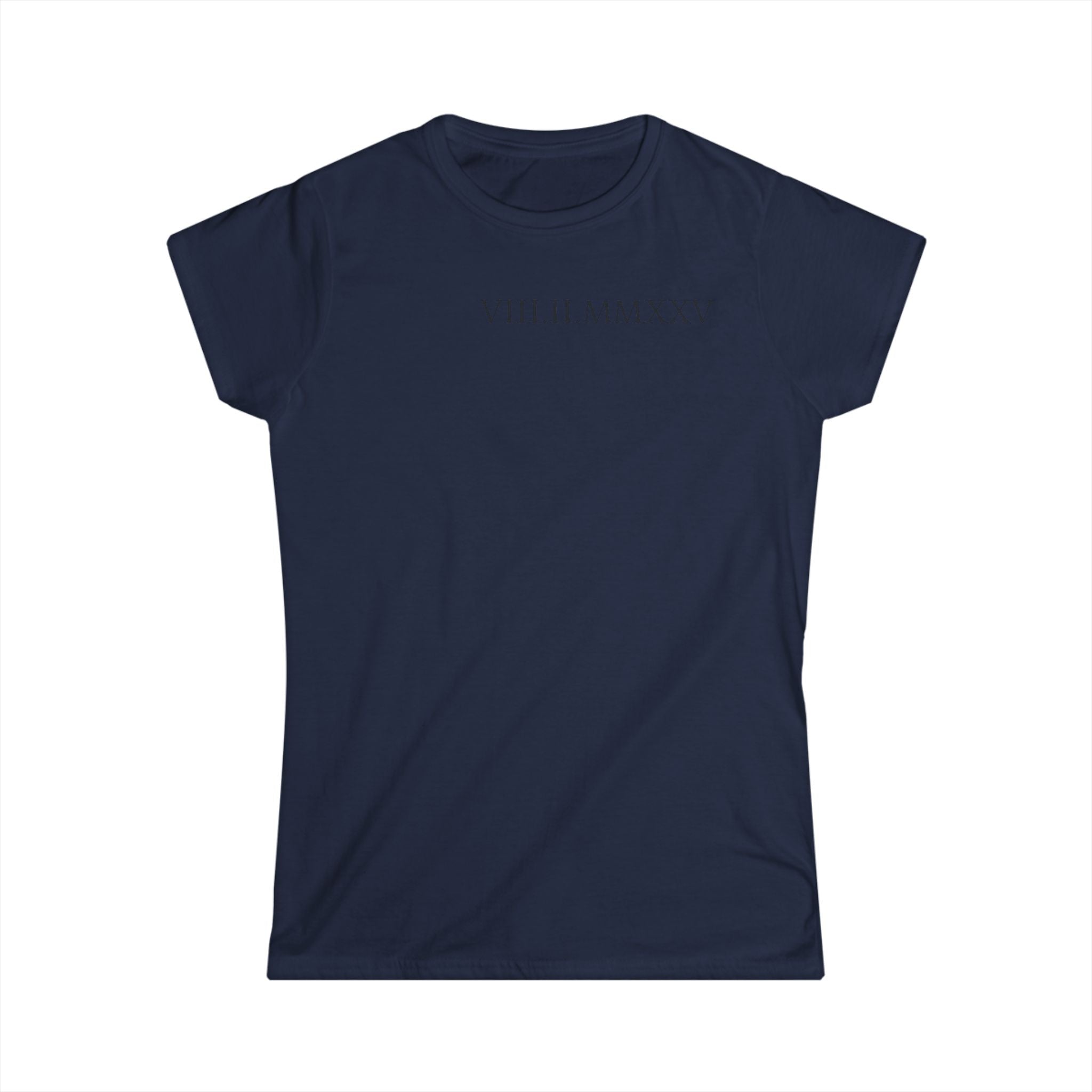 Custom Roman Numeral Date Softstyle Shirt for Her