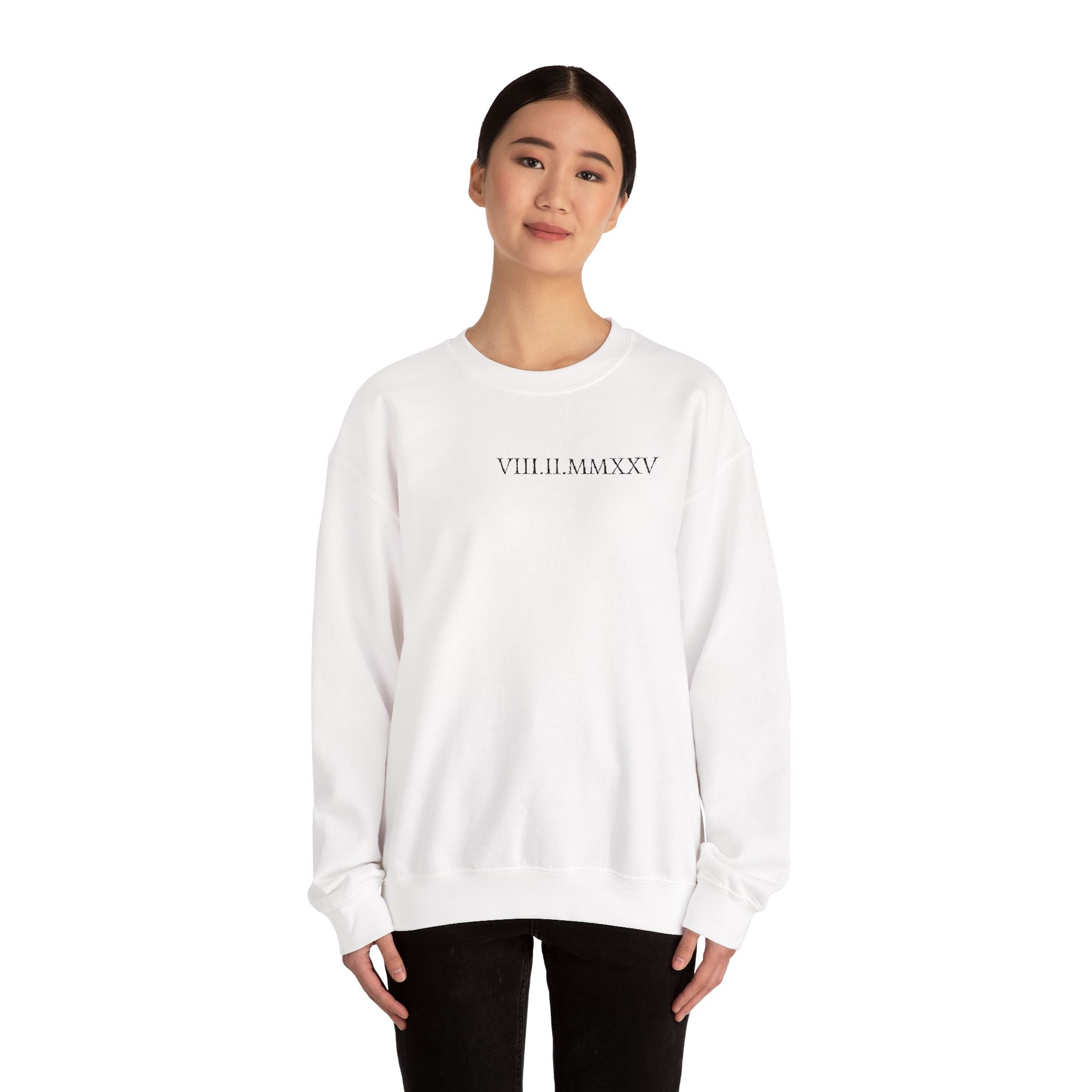 Embroidered Custom Roman Numeral Date Couple Crewneck Sweatshirt