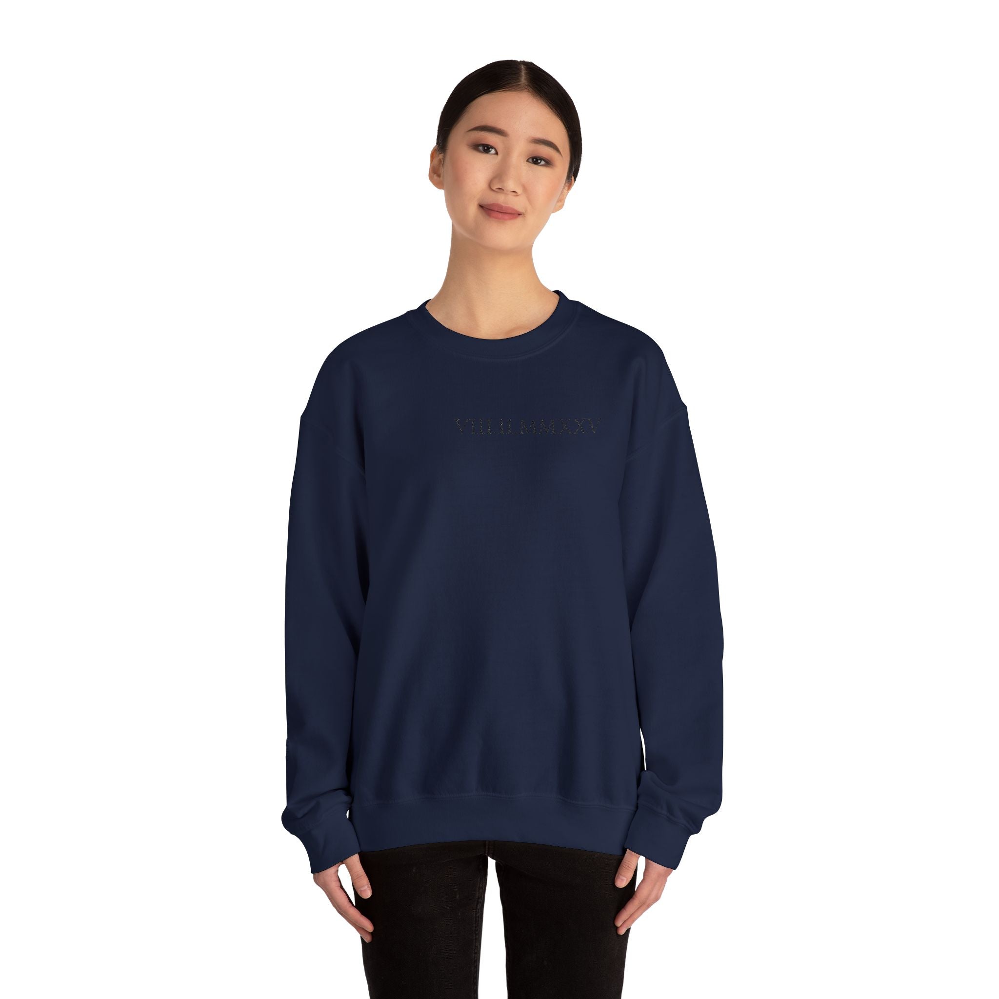 Embroidered Custom Roman Numeral Date Couple Crewneck Sweatshirt