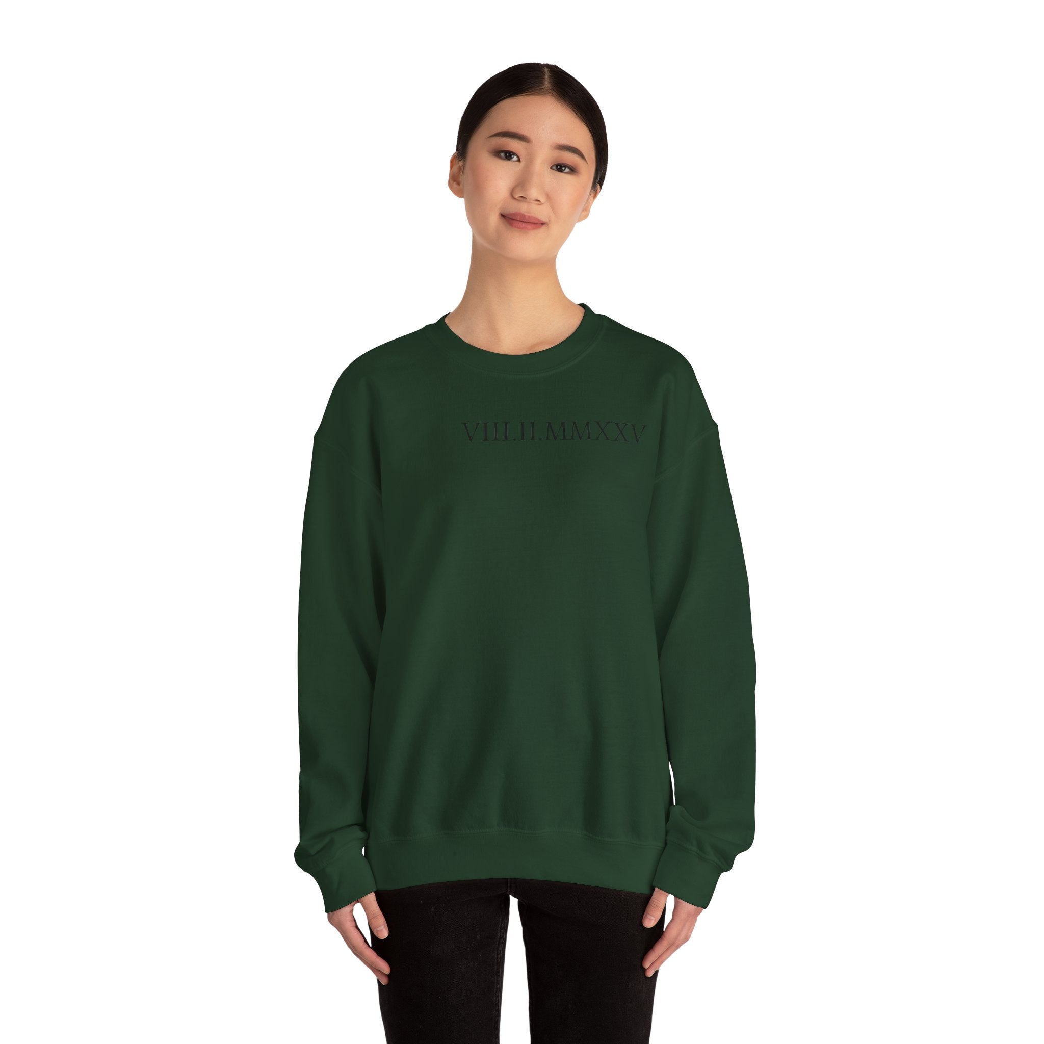 Custom Roman Numeral Date Couple Crewneck Sweatshirt