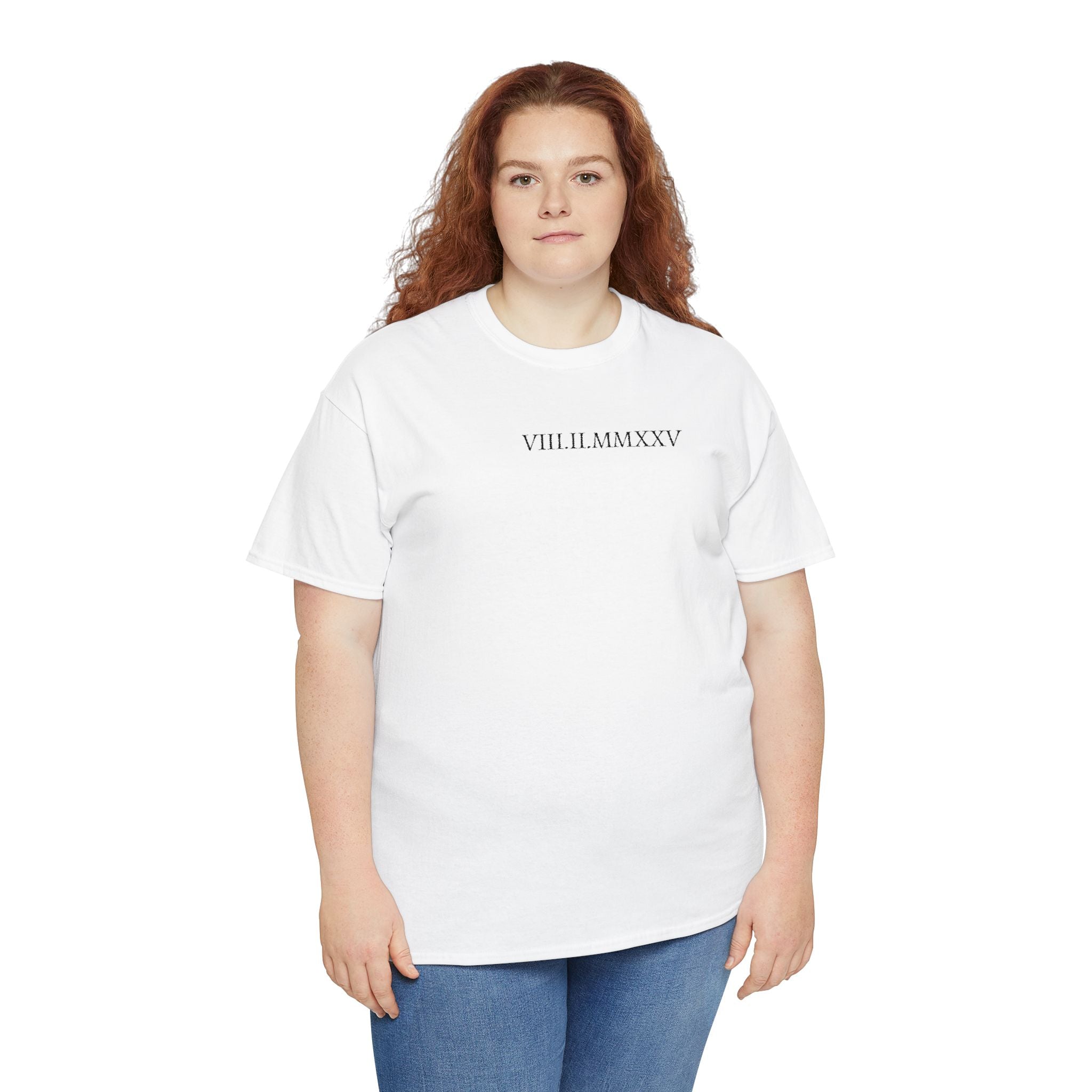 Embroidered Custom Roman Numeral Date Couple Unisex T-Shirt