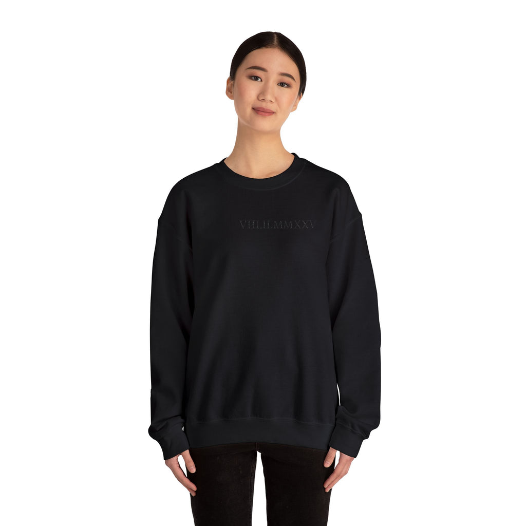 Embroidered Custom Roman Numeral Date Couple Crewneck Sweatshirt