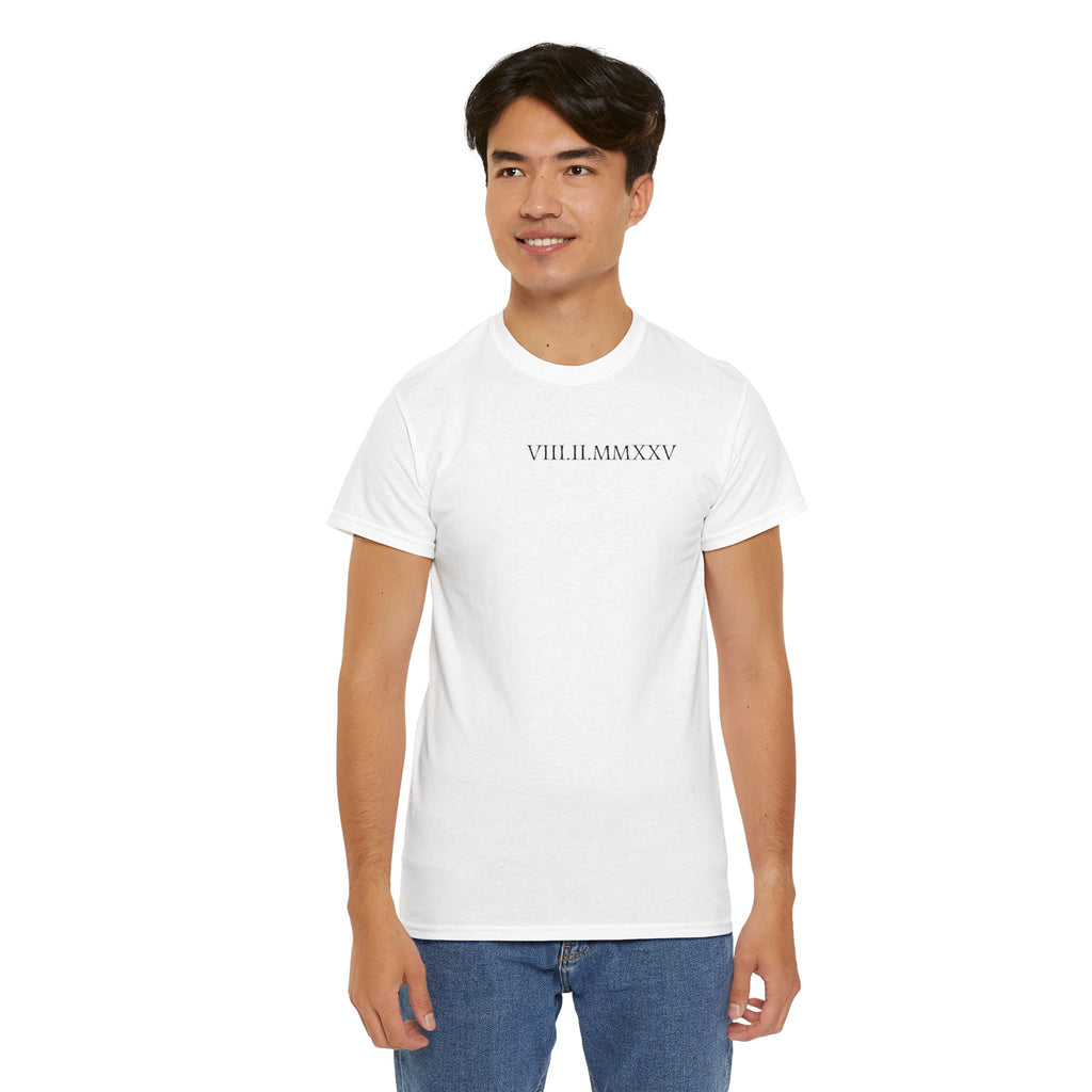 Embroidered Custom Roman Numeral Date Couple Unisex T-Shirt