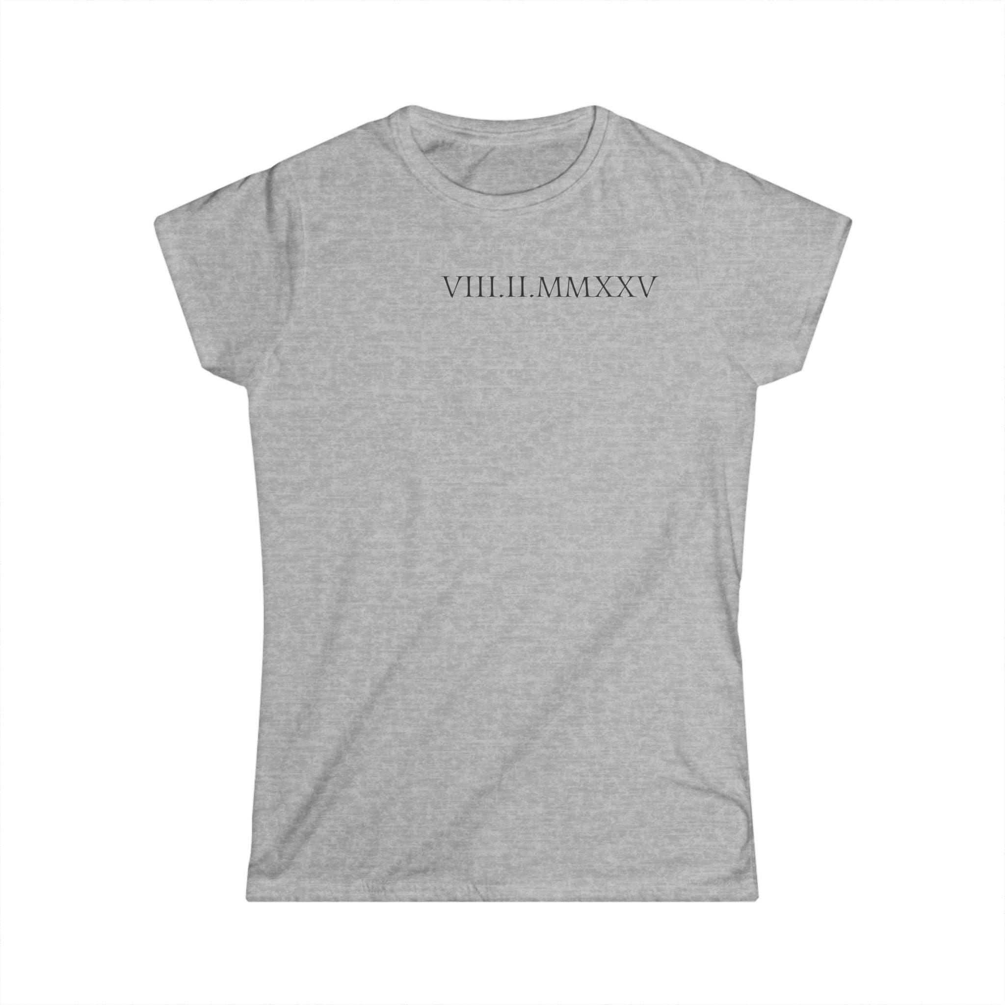Custom Roman Numeral Date Softstyle Shirt for Her
