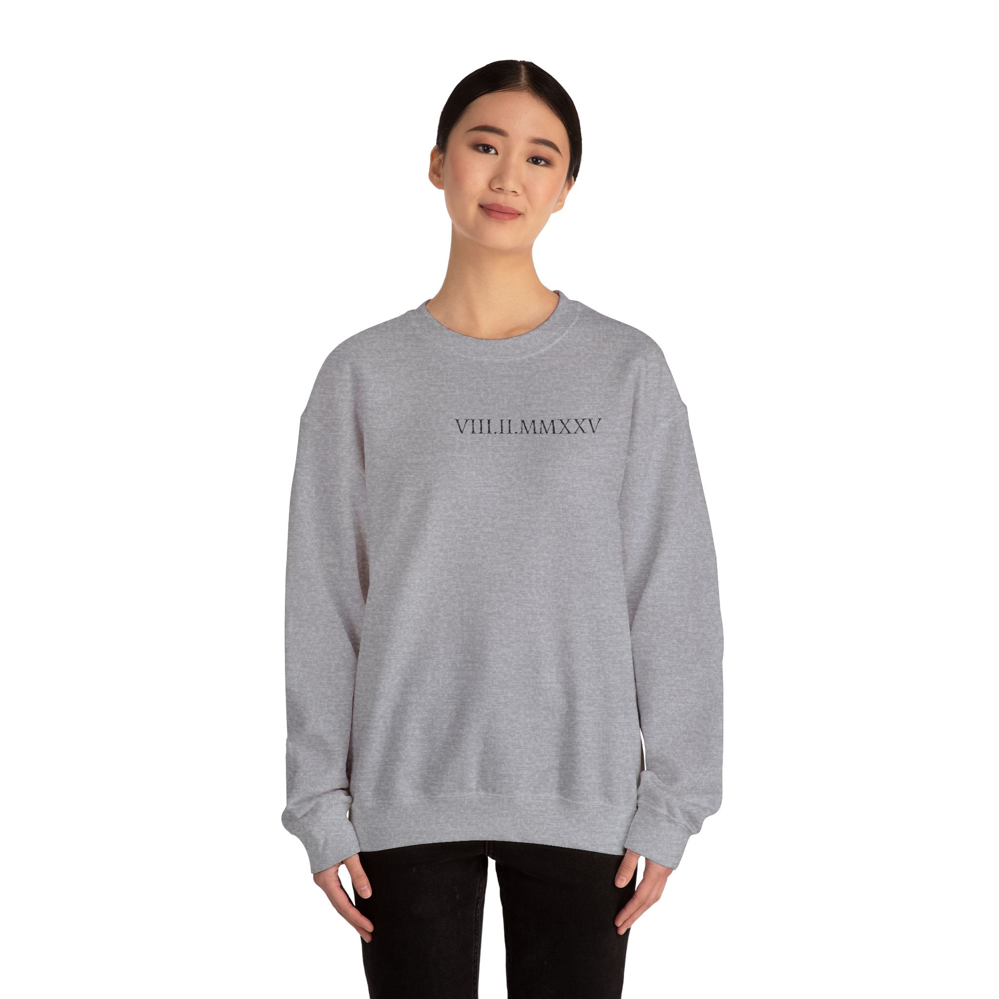Embroidered Custom Roman Numeral Date Couple Crewneck Sweatshirt