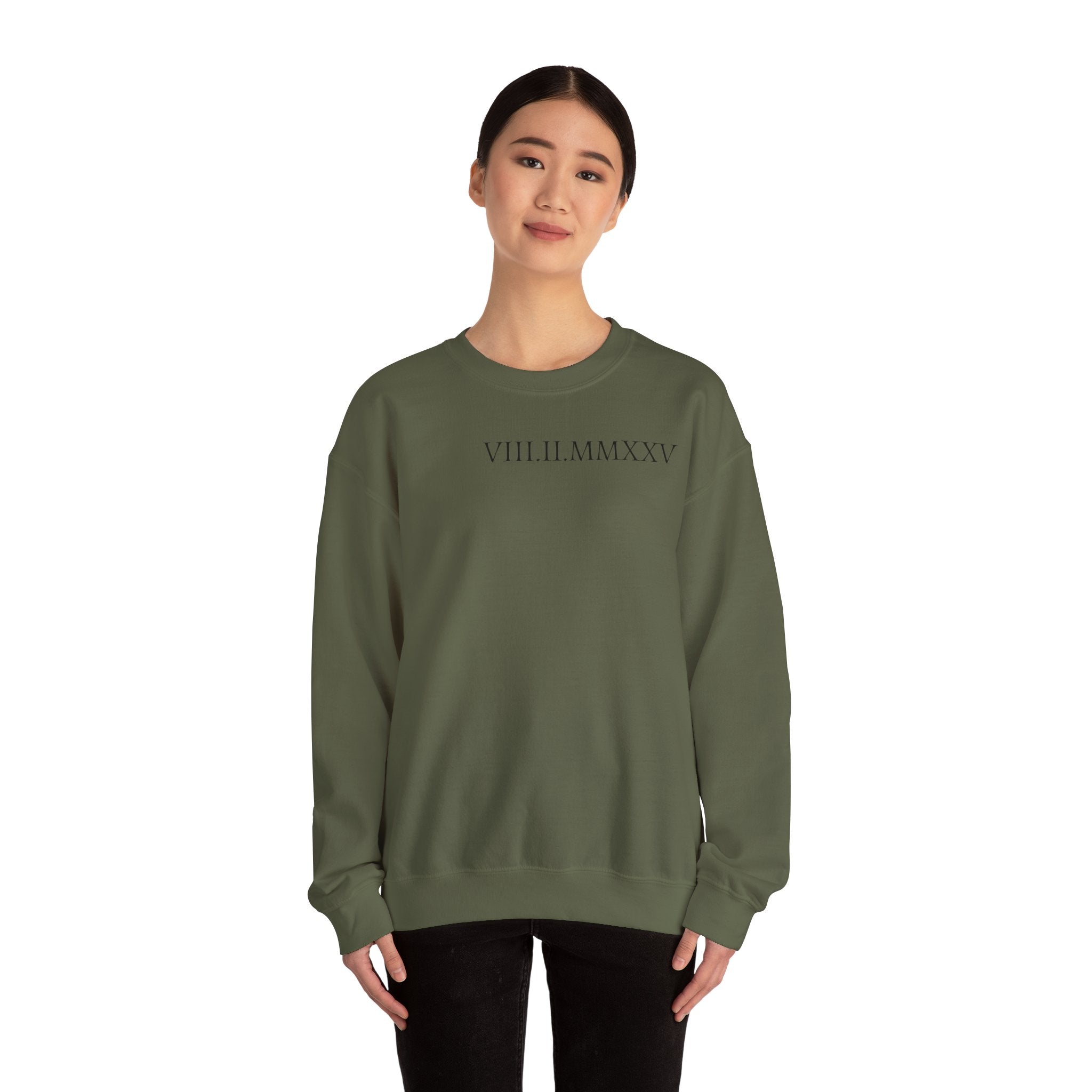 Custom Roman Numeral Date Couple Crewneck Sweatshirt