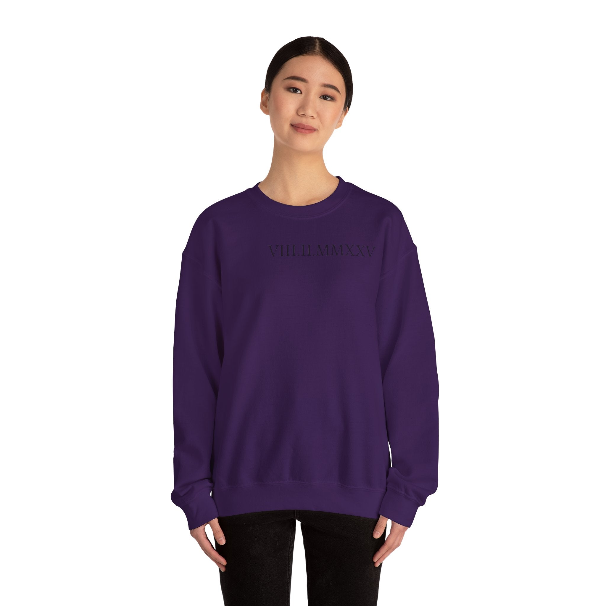 Custom Roman Numeral Date Couple Crewneck Sweatshirt