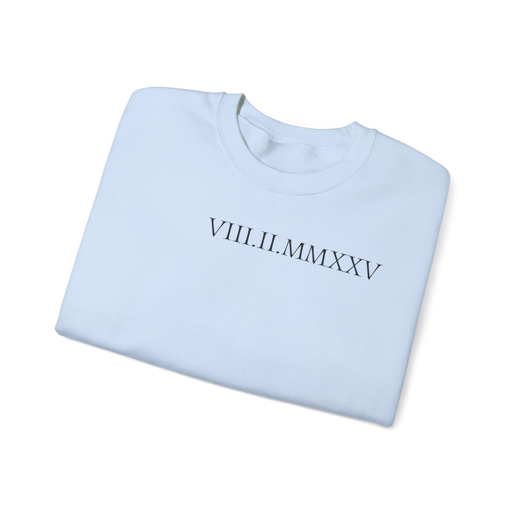 Custom Roman Numeral Date Couple Crewneck Sweatshirt